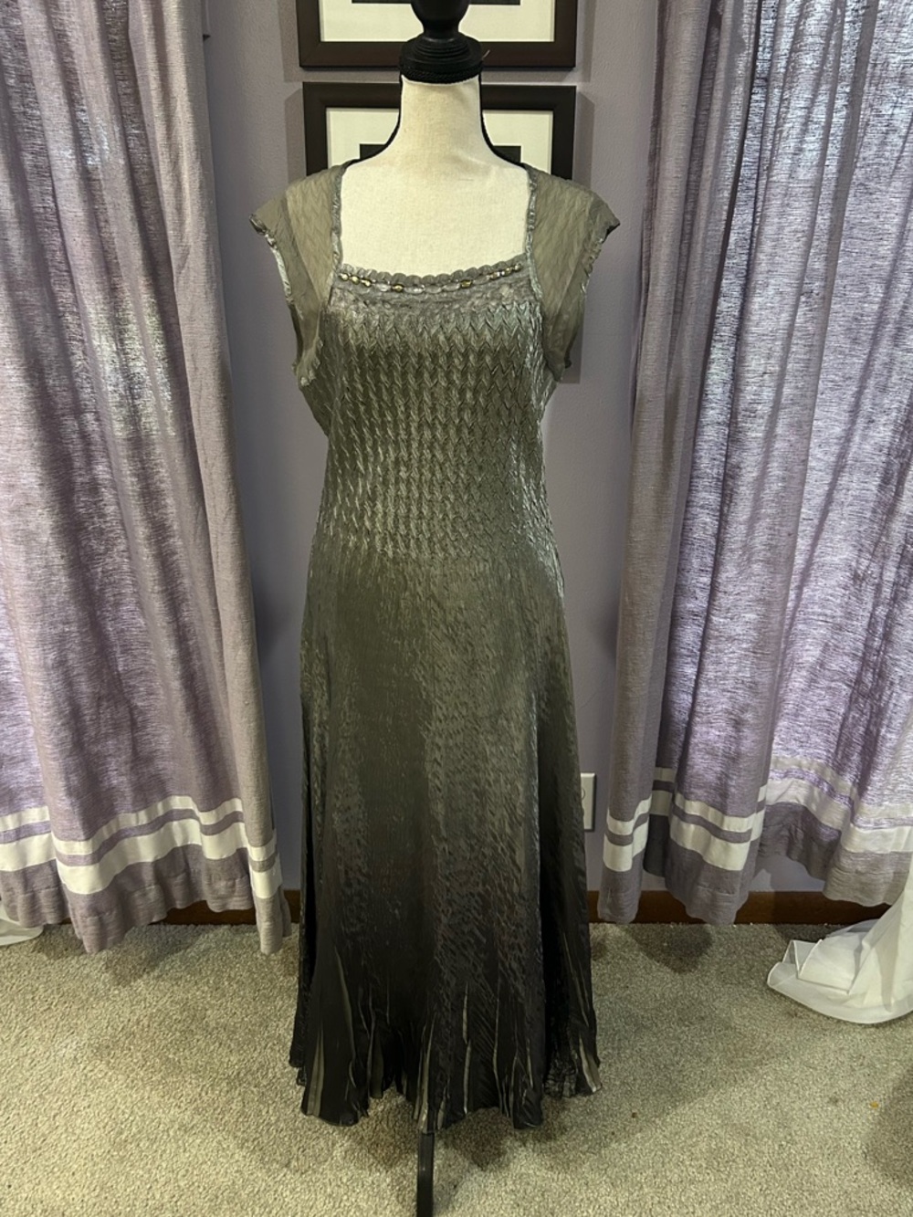 Komarov Metallic Crinkle Dress
